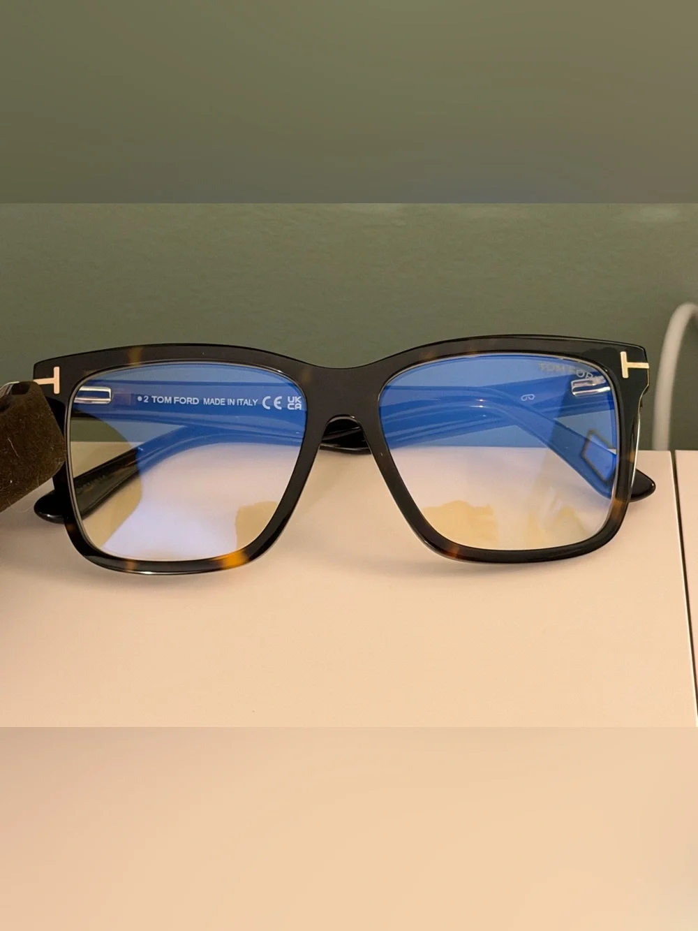 Tom Ford FT6069-B clip-on square sunglasses / blue light block lenses